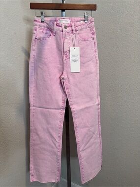 Kisen Pink Straight Leg Jeans with High Rise Fit